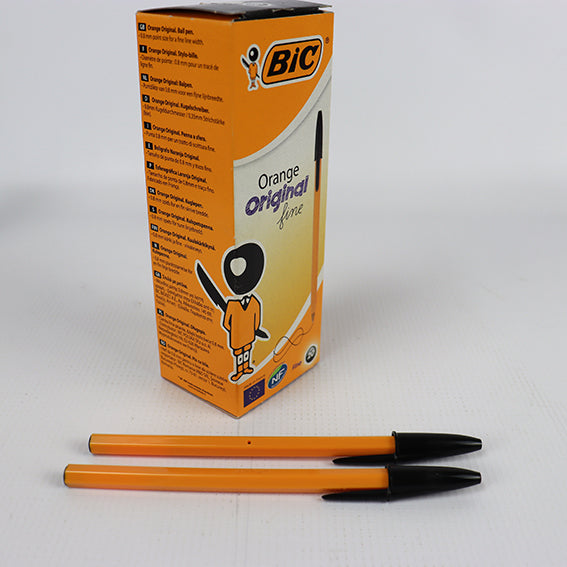 🖊️ Stylo Bille Orange Pointe Fine – Encre Noir Boîte de 20