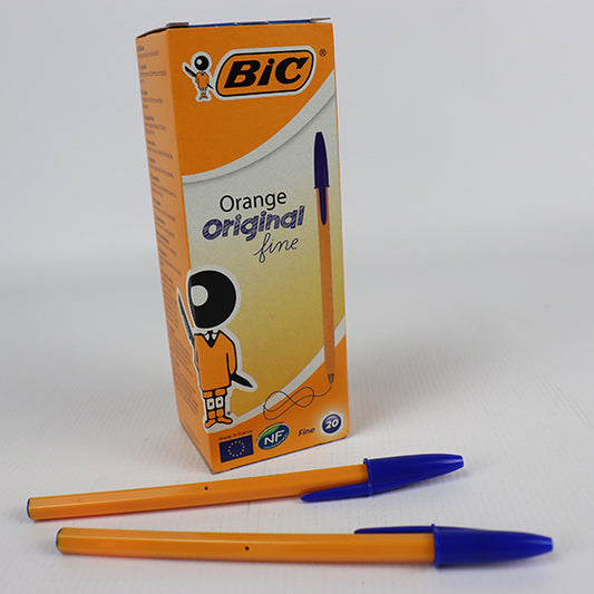 🖊️ Stylo Bille Orange Pointe Fine – Encre Bleu– Boîte de 20