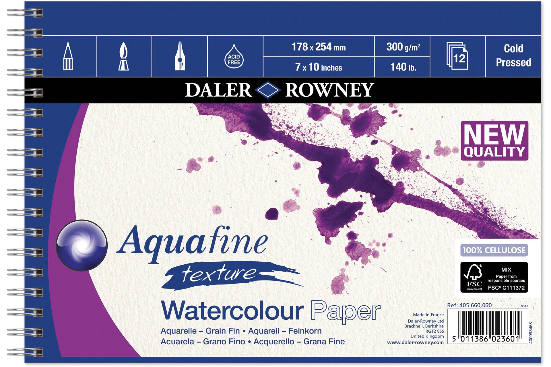 AQUAFINE WATERCOLOUR PAPER 300GRS - 178*254 MM