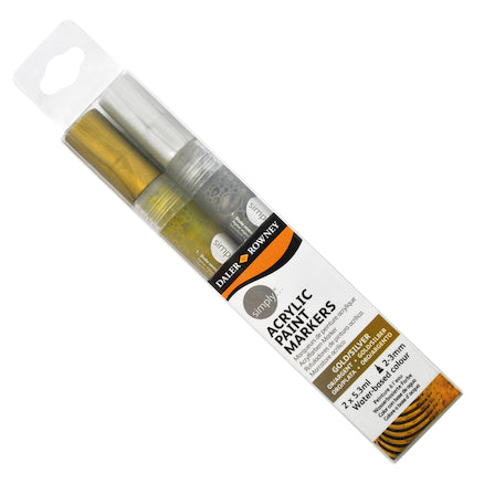 Daler Rowney - Marqueurs de peinture Simply acrylique, 2-3mm, Set de 2 couleurs (2X5.3)
