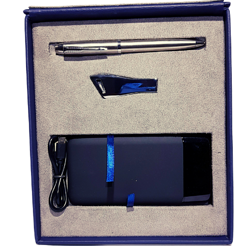 Coffret Cadeau pack 3 en 1,Power Bank avec Afficheur + Stylo et clé USB métallique