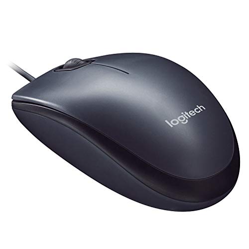 Logitech M90 Souris Filaire USB, Suivi Optique 1000 PPP, Ambidextre, Compatible avec PC/Mac/Portable - Gris