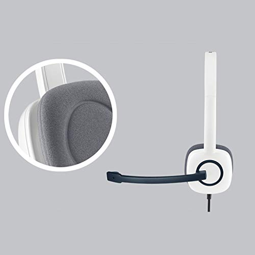 Logitech H150 Casque Filaire, Ecouteurs Stéréo avec Micro Rotatif Anti-Parasites, Double Fiche Jack 3,5mm, Contrôles Intégrés, PC/Mac/Portable - Blanc