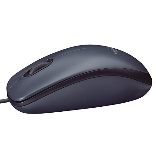 Logitech M90 Souris Filaire USB, Suivi Optique 1000 PPP, Ambidextre, Compatible avec PC/Mac/Portable - Gris