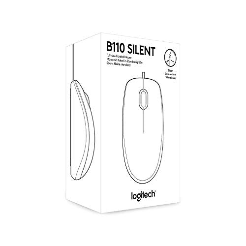 Logitech B110 Souris Filaire USB, Boutons Silencieux, Taille Standard au Design Confortable, Ambidextre, Compatible avec PC/Mac/Portable - Gris