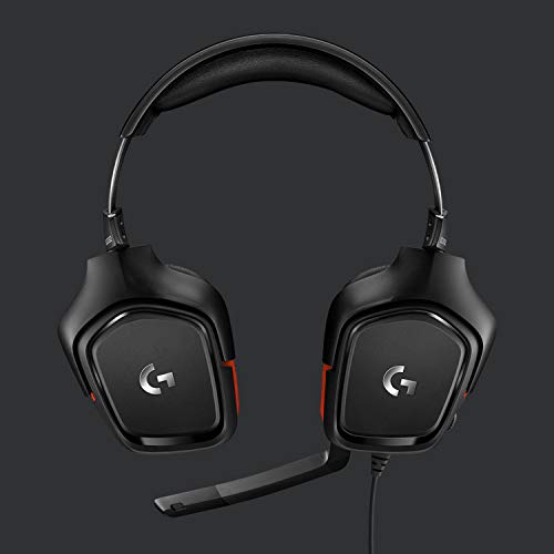 Logitech G332 Casque Gamer Filaire, Transducteurs 50 mm, Oreillettes Rotatives Similicuir, Jack Audio 3,5mm, Micro avec Sourdine Flip-Up, Poids Léger, PC/Mac/Xbox One/PS4/Nintendo Switch - Noir/Rouge