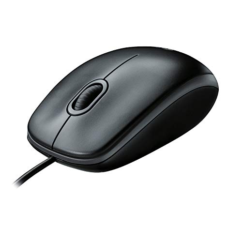 Logitech B100 Souris Filaire USB, 3 Boutons, Suivi Optique, Ambidextre, Compatible avec PC/Mac/Ordinateur Portable/Chromebook - Noire