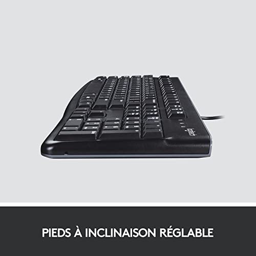 Logitech MK120 Combo Clavier et Souris Filaire pour Windows, Souris Optique Filaire, Clavier Taille Standard, Plug-and-Play USB, Compatible avec PC, Ordinateur Portable, Clavier Français AZERTY - Noir