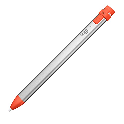 Logitech Crayon Stylet numérique pour tous les iPad avec technologie Apple Pencil, conception stable et pointe intelligente dynamique - Argent/Orange