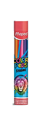 Maped - Crayons de Couleur STRONG Color'Peps - 12 Crayons de Coloriage Ultra-résistants et Ergonomique - Pochette de 12 Crayons