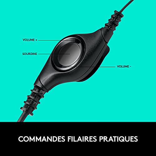 Logitech H540 Casque Filaire, Ecouteurs Stéréo Anti-Parasites, USB, Commandes sur l'Oreillette, Témoin Lumineux d'Activation de la Sourdine, PC/Mac/Portable/Chromebook - Noir
