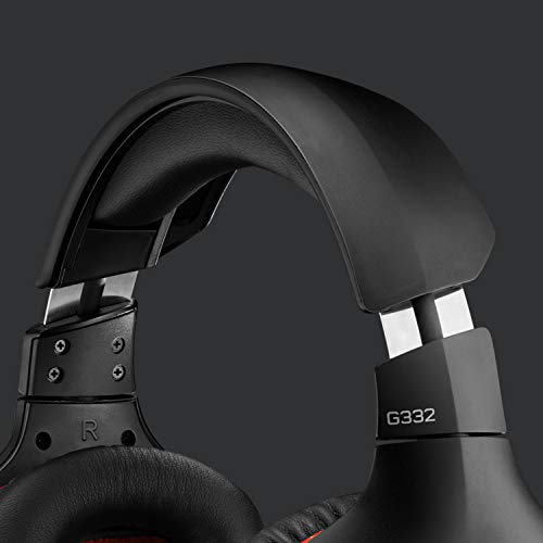 Logitech G332 Casque Gamer Filaire, Transducteurs 50 mm, Oreillettes Rotatives Similicuir, Jack Audio 3,5mm, Micro avec Sourdine Flip-Up, Poids Léger, PC/Mac/Xbox One/PS4/Nintendo Switch - Noir/Rouge