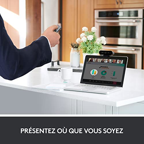 Logitech Spotlight Télécommande de Présentation sans Fil, Bluetooth et 2,4 GHz avec Nano-Récepteur USB, Pointeur Laser, Commandes de Diaporama, Portée de 30M, Minuterie Réglable, PC/Mac/Android - Gris