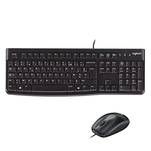 Logitech MK120 Combo Clavier et Souris Filaire pour Windows, Souris Optique Filaire, Clavier Taille Standard, Plug-and-Play USB, Compatible avec PC, Ordinateur Portable, Clavier Français AZERTY - Noir