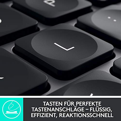 Logitech MX Keys Plus Wireless Illuminated Tastatur, sans Fil, Noir, avec Handballenauflage