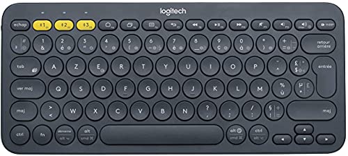 Logitech K380 Clavier sans Fil Multi-Dispositifs pour Windows, Apple iOS, Android or Chrome, Bluetooth, Design Compact, PC/Mac/Portable/Smartphone/Tablet/Apple TV, Clavier AZERTY Français - Noir