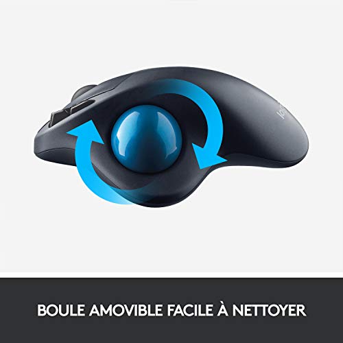 Logitech M570 Trackman Souris Trackball sans Fil, 2,4 GHz avec Récepteur USB Unifying, Ergonomique, Roulette de Défilement, Boutons Programmables, Batterie 18 Mois, PC/Mac/Portable - Noir