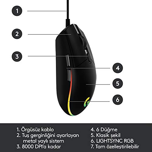 Logitech Gaming Mouse G102 LIGHTSYNC - Souris - pour droitiers - Optique - 6 Boutons - Filaire - USB - Noir