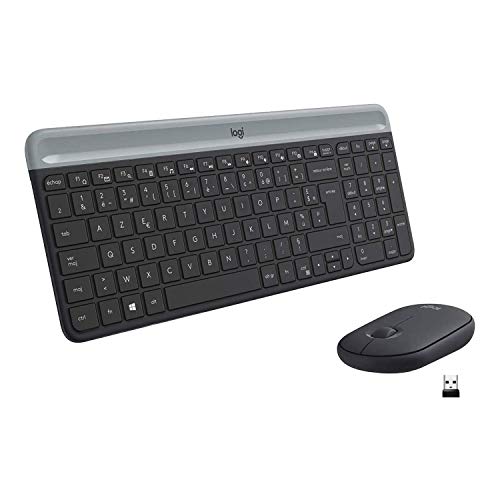 Logitech MK470 Combo Clavier et Souris sans Fil pour Windows, 2,4 GHz avec Récepteur USB Unifying, Ultra-Fin, Discret, Batterie Longue Durée, Souris Optique, Clavier AZERTY Français - Noir