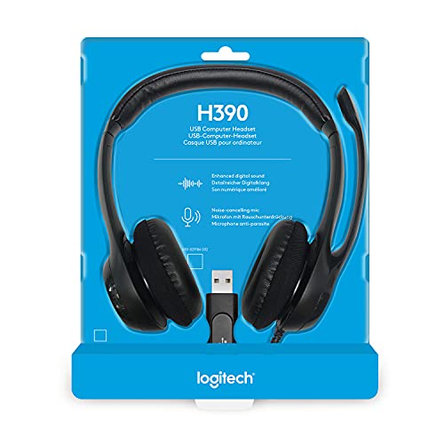 Logitech H390 Casque Filaire USB, Ecouteurs Stéréo Numérique avec Micro Anti-Parasite, Commandes Intégrées, Compatible avec PC/Mac/Portable - Noir