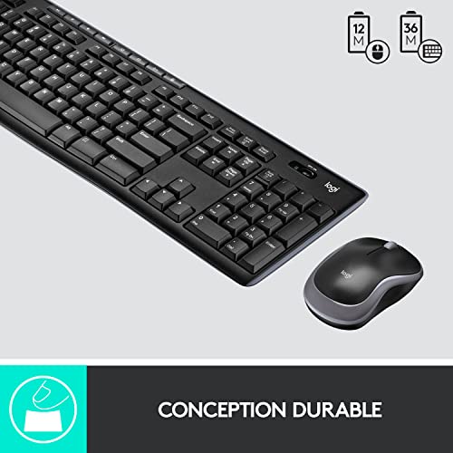 Logitech MK270 Combo Clavier Souris sans Fil pour Windows, Connexion 2.4 GHz, Souris sans Fil Compacte, 8 Touches de Raccourci/Multimédia, Batterie Longue Durée 2 Ans, PC/Portable, AZERTY Français