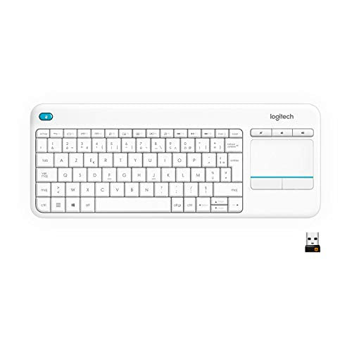 Logitech K400 Plus Clavier Sans Fil Touch TV Avec Contrôle Média et Pavé Tactile, Clavier Francais AZERTY - Noir