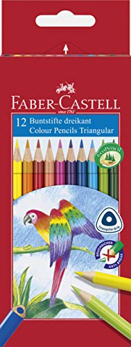 Faber-Castell 116512 Crayons de couleur triangulaire, étui de 12