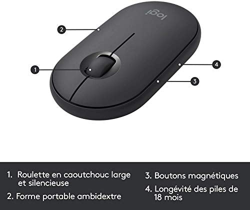 Logitech MK470 Combo Clavier et Souris sans Fil pour Windows, 2,4 GHz avec Récepteur USB Unifying, Ultra-Fin, Discret, Batterie Longue Durée, Souris Optique, Clavier AZERTY Français - Noir