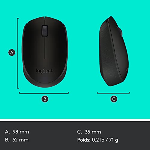 Logitech M171 Souris sans Fil, 2,4 GHz avec Nano-Récepteur USB, Suivi Optique, Batterie Longue Durée 12 Mois, Ambidextre, Compatible avec PC/Mac/Ordinateur - Noire