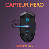 Logitech G305 Souris Gamer sans Fil, Capteur Gaming HERO, 12 000 PPP, Ultra-Léger, 6 Boutons Programmables, Batterie Longue Durée, Mémoire Intégrée, Compatible avec PC/Mac - Noire