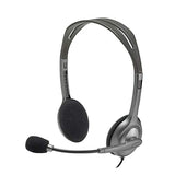 Logitech H110 Casque Filaire, Ecouteurs Stéréo avec Micro Anti-Parasite, Double Fiche Jack 3,5mm, PC/Mac/Portable - Noir