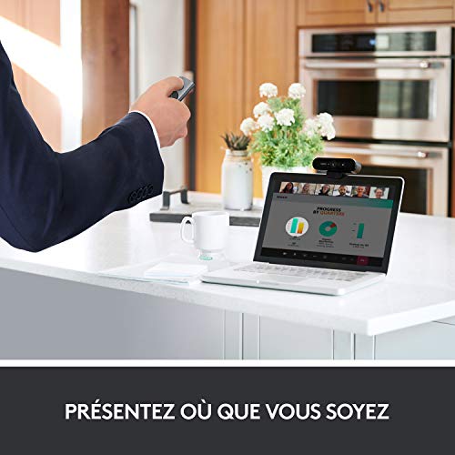 Logitech Spotlight Télécommande de Présentation sans Fil, Bluetooth et 2,4 GHz avec Nano-Récepteur USB, Pointeur Laser, Commandes de Diaporama, Portée de 30M, Minuterie Réglable, PC/Mac/Android - Gris