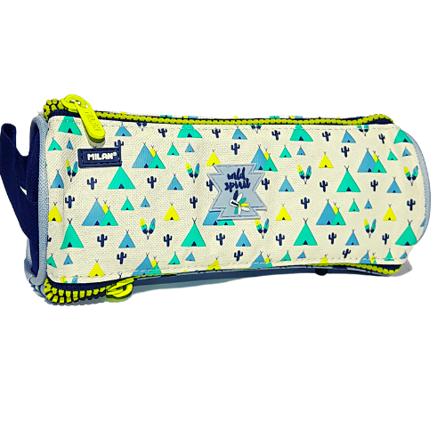 Milan trousse  cylindrique 3 Fermetures Eclair Wild Bleu