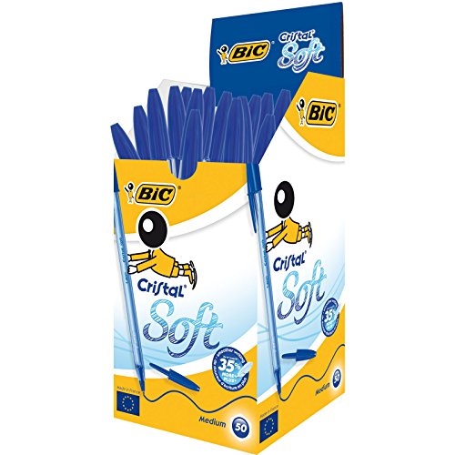 Bic Cristal Soft Stylo-bille non rétractable Bleu - Lot de 50