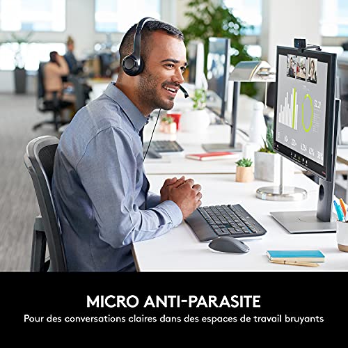 Logitech H540 Casque Filaire, Ecouteurs Stéréo Anti-Parasites, USB, Commandes sur l'Oreillette, Témoin Lumineux d'Activation de la Sourdine, PC/Mac/Portable/Chromebook - Noir