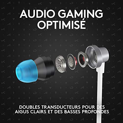 Logitech G333 K/DA Ecouteurs Gaming Microphone Intégré avec Commandes, Double Transducteur, Equipement Officiel League of Legends, Compatible avec PC, PS, Xbox, Nintendo, 3.5mm ou USB-C - Blanc