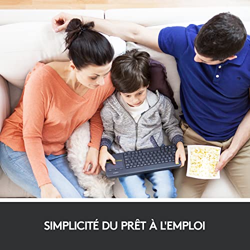 Logitech K400 Plus Clavier Sans Fil Touch TV Avec Contrôle Média et Pavé Tactile, Clavier Francais AZERTY - Noir
