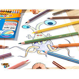 BIC Kids Evolution Rayures Crayons de couleur – Couleurs assorties (Lot de 12)
