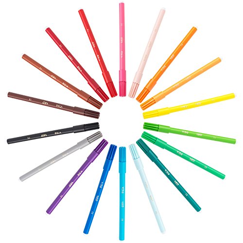 BIC Kids Visa Feutres de Coloriage à Pointe Fine - Couleurs Assorties, Etui Carton de 15+3