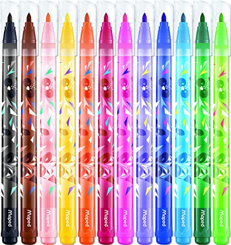 Maped - Crayons de Couleur Collection Mini Cute - 12 Crayons de Coloriage Trop Mignons - Couleurs Vives et Mine Résistante - Pochette de 12 Crayons Décorés MINI CUTE Multicolore