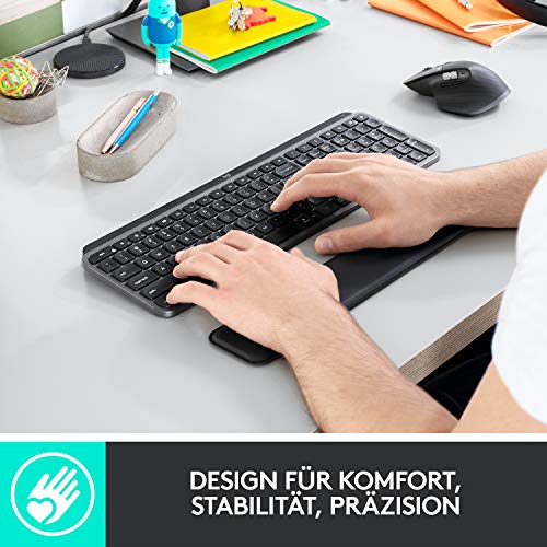 Logitech MX Keys Plus Wireless Illuminated Tastatur, sans Fil, Noir, avec Handballenauflage