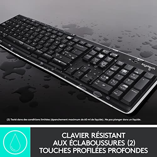 Logitech MK270 Combo Clavier Souris sans Fil pour Windows, Connexion 2.4 GHz, Souris sans Fil Compacte, 8 Touches de Raccourci/Multimédia, Batterie Longue Durée 2 Ans, PC/Portable, AZERTY Français