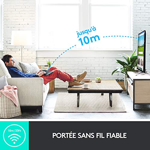 Logitech K400 Plus Clavier Sans Fil Touch TV Avec Contrôle Média et Pavé Tactile, Clavier Francais AZERTY - Noir