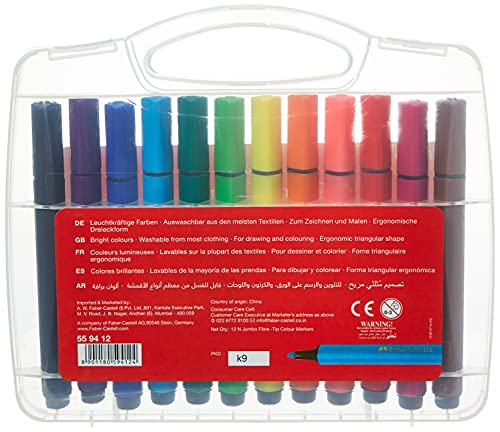 Faber-Castell  12 Jumbo marqueurs de couleur à pointe de fibre