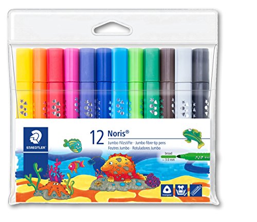 Staedtler 328 - Pochette Plastique 12 Feutres Coloriage Triangulaires Pointe Large 3 Mm Assortis