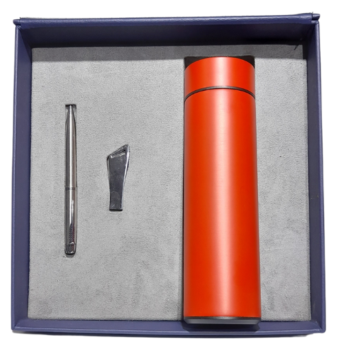 Coffret Cadeau pack 3 en 1,Thermos smart + Stylo et clé USB métallique