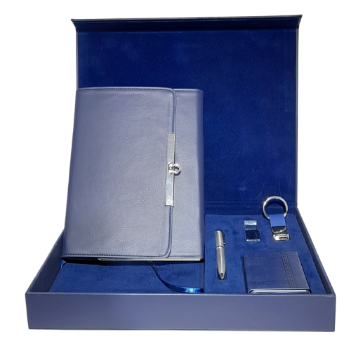 Coffret Cadeau pack 5 en 1,Agenda A5 + Stylo et clé USB métallique + Porte Clé + Porte Carte Visite
