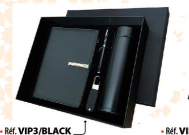 COFFRET CADEAU NOTE BOOK, THERMOS DIGITAL, CLE USB, PORTE CLE ET STYLO
