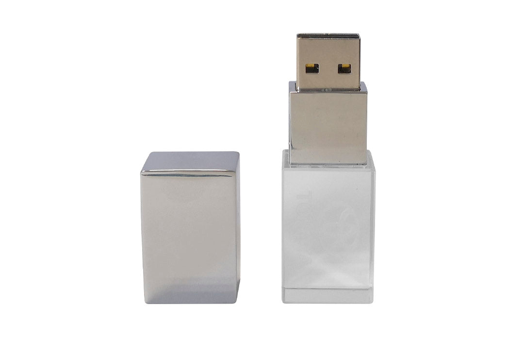 Clé Usb en Verre Et Métal personnalisée avec logo