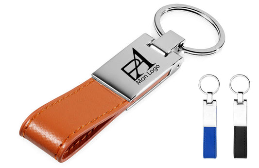 Porte- Clés Cuir à personnaliser Plaque Métal